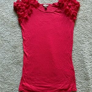 Ted Baker London Floral Blere short sleeve Red Top Size 1